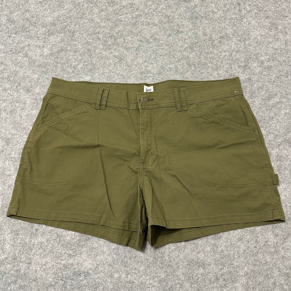 Lee Carpenter Shorts Womens 20W Green Workwear Canvas Utility Pockets Stretch